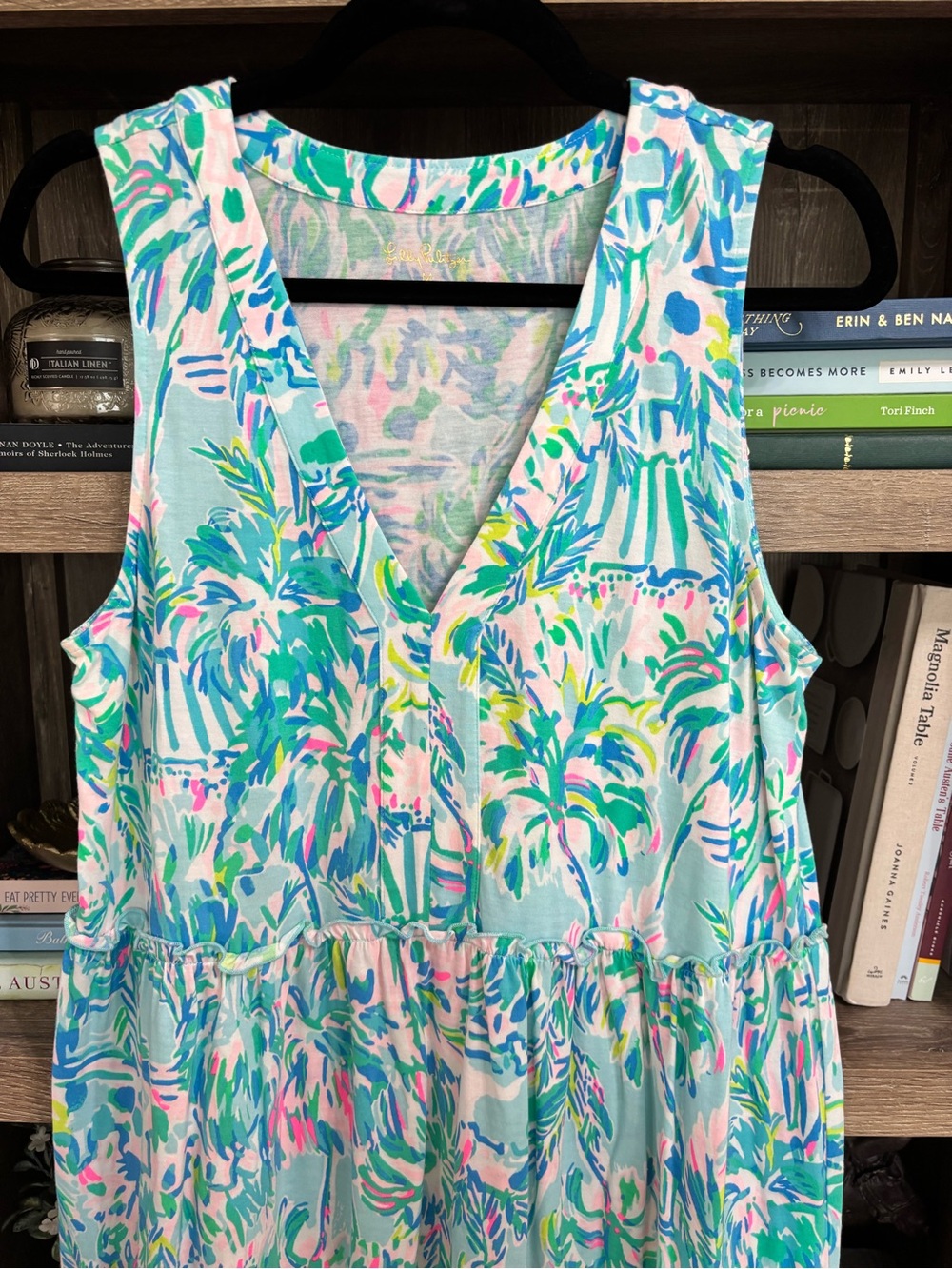 Lilly Pulitzer Lorina Tiered Swing Dress, Blue Ibiza, Size M - Picture 2 of 4